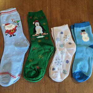 Women's Christmas Socks, 4 Pair